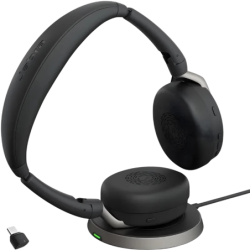 Jabra Evolve2 65 Flex MS Stereo USB-C avec base de charge Arceau ANC Bluetooth 5.2 32h Casque sans fil