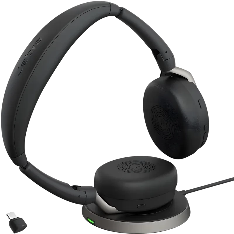 Jabra Evolve2 65 Flex MS Stereo USB-C avec base de charge Arceau ANC Bluetooth 5.2 32h Casque sans fil