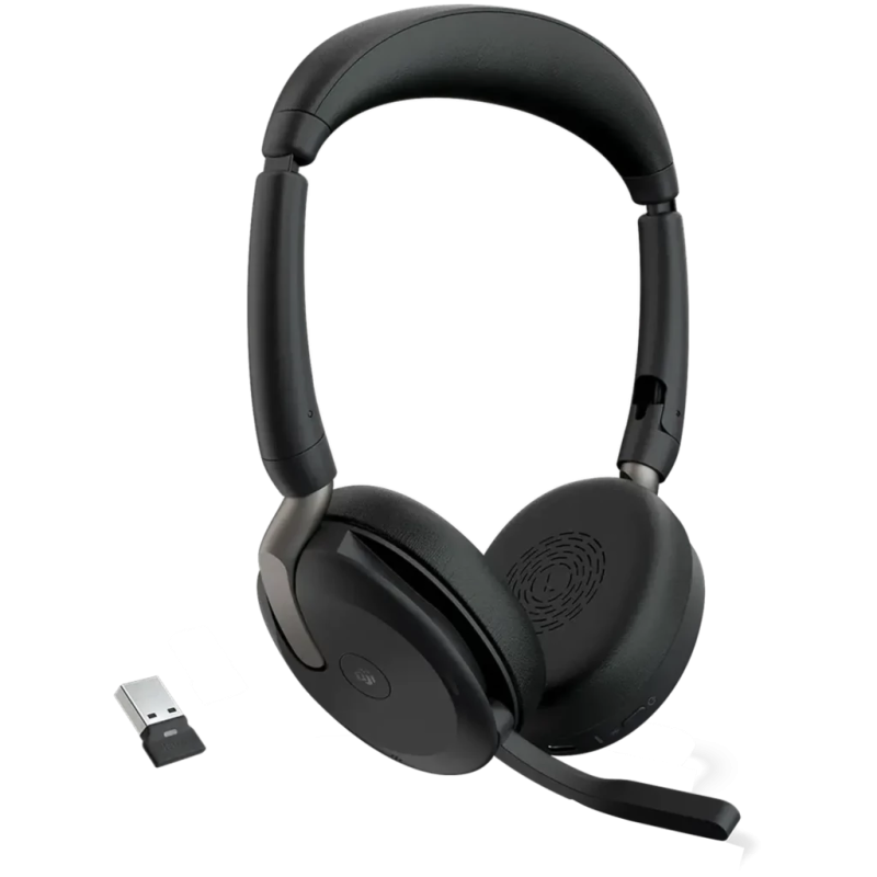 Jabra Evolve2 65 Flex UC Stereo USB-A avec base de charge Arceau Bluetooth 5.2 32h Multipoint Casque sans fil