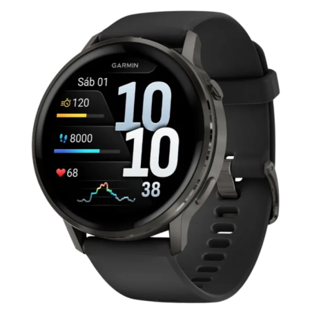 Garmin Venu 4 45 mm Noir Bracelet Silicone 1,4 pouces AMOLED GPS NFC 12 jours 5ATM Smartwatch