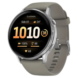 Garmin Venu 4 45 mm Argent Bracelet Silicone Gris 1,4 pouces AMOLED GPS NFC 12 jours 5ATM Smartwatch