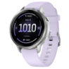 Garmin Venu 4 41 mm Argent Bracelet Silicone Lilas 1,2 pouces AMOLED GPS NFC 10 jours 5ATM Smartwatch