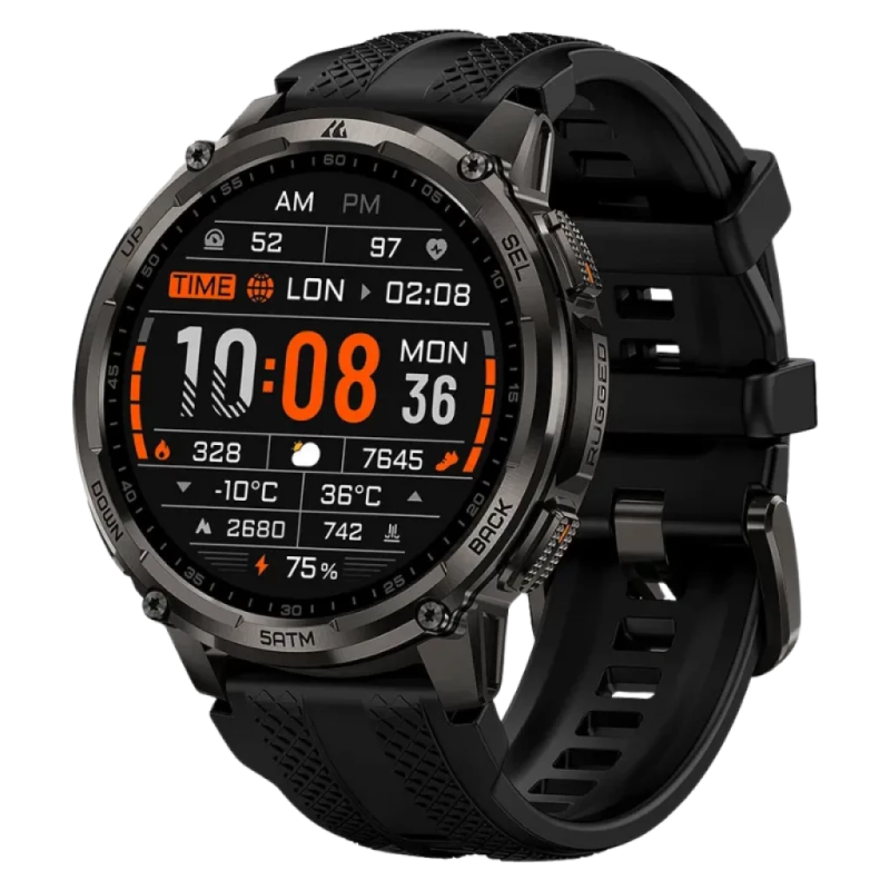 KOSPET Tank T4C Noir 1,5 pouces AMOLED GPS 15 jours +170 sports 5ATM IP69K Montre connectée