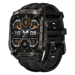 KOSPET Tank M4C Noir 1,96 pouces AMOLED GPS double bande 16 jours +170 sports 5ATM IP69K Montre connectée