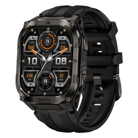 KOSPET Tank M4C Noir 1,96 pouces AMOLED GPS double bande 16 jours +170 sports 5ATM IP69K Montre connectée