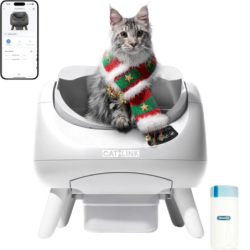 Catlink Open-X Blanc Avec Couvercle Ouvert WiFi 12 L app Bac à litière autonettoyant