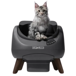 Catlink Open-X Gris Avec Couvercle Ouvert WiFi 12 L app Bac à litière autonettoyant