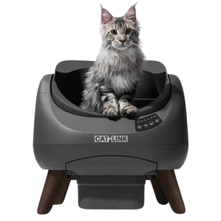 Catlink Open-X Gris Avec Couvercle Ouvert WiFi 12 L app Bac à litière autonettoyant