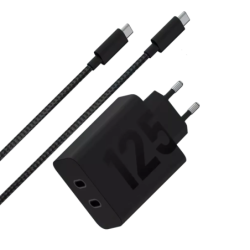 Motorola TurboPower 125 W Charge rapide Noir - Chargeur double USB Type-C avec câble de 2 m