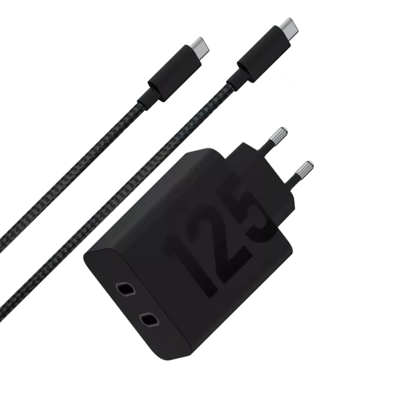 Motorola TurboPower 125 W Charge rapide Noir - Chargeur double USB Type-C avec câble de 2 m