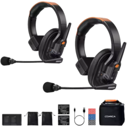 COMICA Seekcom S1 Système Intercom avec Micro Sans Fil et Casque Professionnel (Pack2) 500m de portée 12h