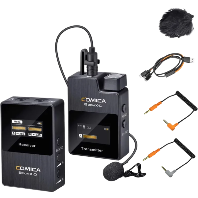 Comica BoomX-D D1 Noir - Microphone cravate sans fil, portée de 300 m, latence  20 ms