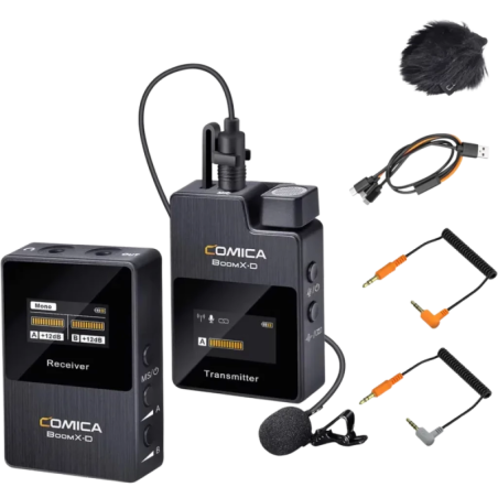 Comica BoomX-D D1 Noir - Microphone cravate sans fil, portée de 300 m, latence  20 ms