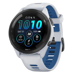 Garmin Forerunner 265 46 mm Blanc/Bleu 1,3 pouces AMOLED NFC 13 jours 5ATM Smartwatch