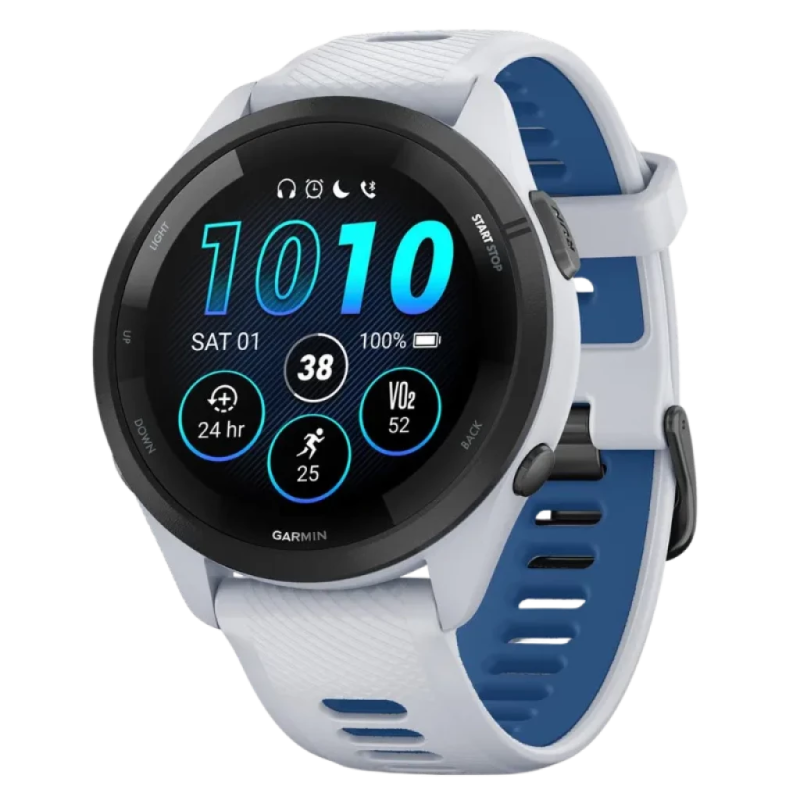 Garmin Forerunner 265 46 mm Blanc/Bleu 1,3 pouces AMOLED NFC 13 jours 5ATM Smartwatch