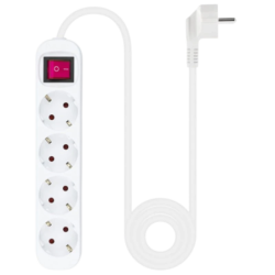 Bloc à 4 prises Nanocable avec interrupteur 1.4m Blanc