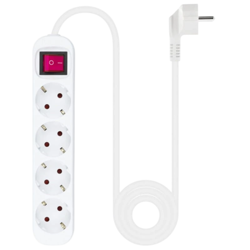 Bloc à 4 prises Nanocable avec interrupteur 1.4m Blanc