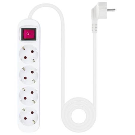 Bloc à 4 prises Nanocable avec interrupteur 1.4m Blanc
