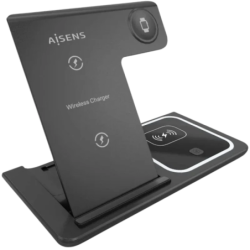 Aisens ASCH-15BK3BKC043-BK 3-en-1 Qi 15 BK pliable Noir - Socle de recharge sans fil