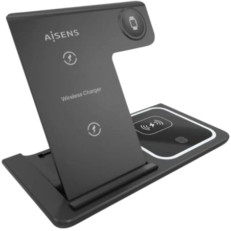 Aisens ASCH-15BK3BKC043-BK 3-en-1 Qi 15 BK pliable Noir - Socle de recharge sans fil