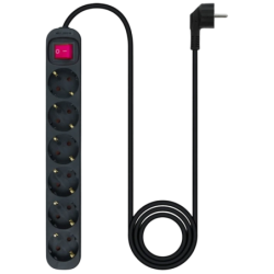 Bloc à 6 prises Nanocable avec interrupteur 1.4m Noir