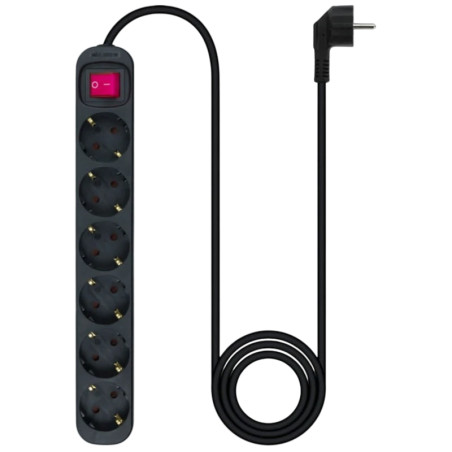 Bloc à 6 prises Nanocable avec interrupteur 1.4m Noir