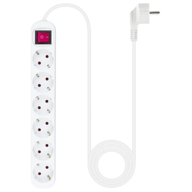 Bloc à 6 prises Nanocable avec interrupteur 1.4m Blanc
