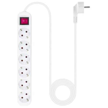 Bloc à 6 prises Nanocable avec interrupteur 1.4m Blanc