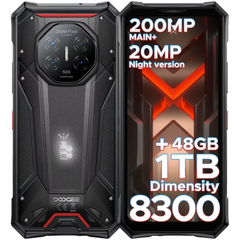 Doogee S300 Plus 12GB/1TB Noir Rugged avec vision nocturne IP68/IP69K 6,72 pouces IPS 120Hz 100MP 10100mAh 33W NFC