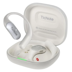 Mobvoi TicNote Pods 4G Open-Ear Blanc avec transcription IA Bluetooth 5.3 25h IPX4 Multipoint Écouteurs sans fil
