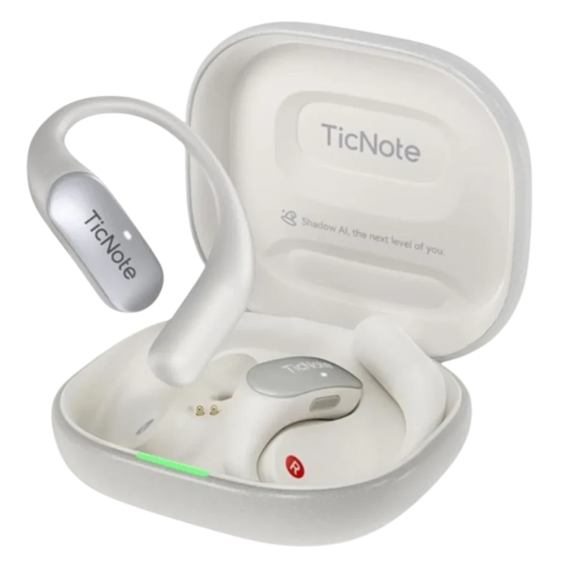 Mobvoi TicNote Pods 4G Open-Ear Blanc avec transcription IA Bluetooth 5.3 25h IPX4 Multipoint Écouteurs sans fil