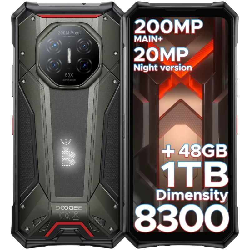 Doogee S300 Plus 12GB/1TB Gris Rugged avec vision nocturne IP68/IP69K 6,72 pouces IPS 120Hz 100MP 10100mAh 33W NFC