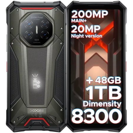 Doogee S300 Plus 12GB/1TB Gris Rugged avec vision nocturne IP68/IP69K 6,72 pouces IPS 120Hz 100MP 10100mAh 33W NFC