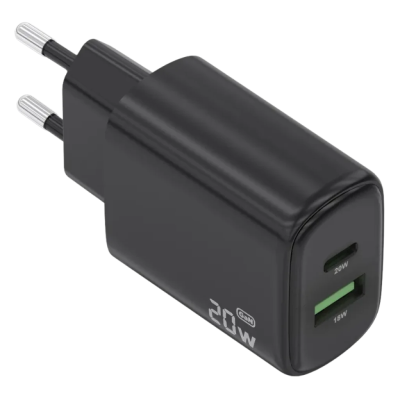 Aisens GaN A110-0910 20 W USB-C + USB-A Noir - Chargeur mural