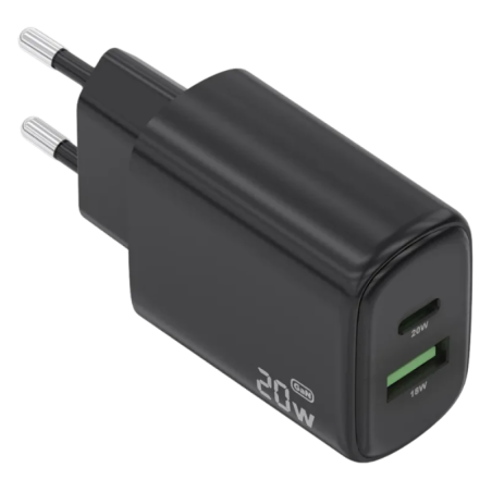 Aisens GaN A110-0910 20 W USB-C + USB-A Noir - Chargeur mural