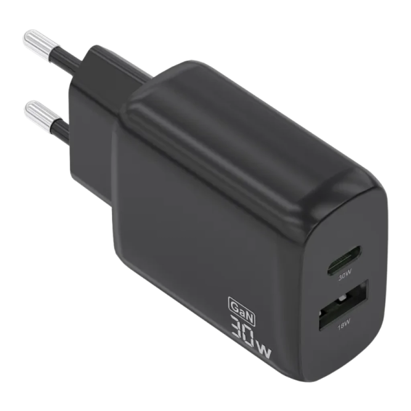 Aisens GaN A110-0924 30 W USB-C + USB-A Noir - Chargeur mural