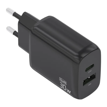 Aisens GaN A110-0924 30 W USB-C + USB-A Noir - Chargeur mural
