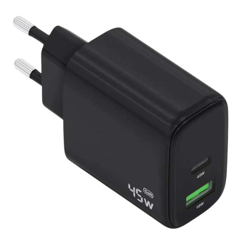 Aisens GaN A110-0972 45 W USB-C + USB-A Noir - Chargeur mural