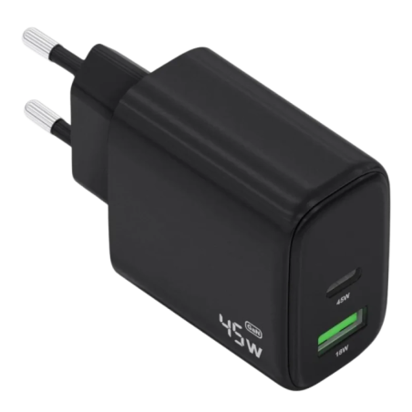 Aisens GaN A110-0972 45 W USB-C + USB-A Noir - Chargeur mural