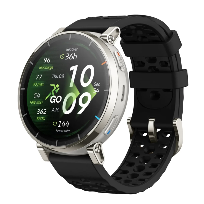 Amazfit Active 3 Premium Argent Apex 1,32 pouces AMOLED GPS NFC 12 jours +100 sports 5ATM Smartwatch