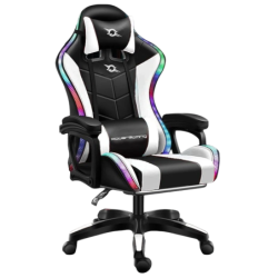 PowerGaming LED RGB Blanc/Noir 120kg Chaise gaming