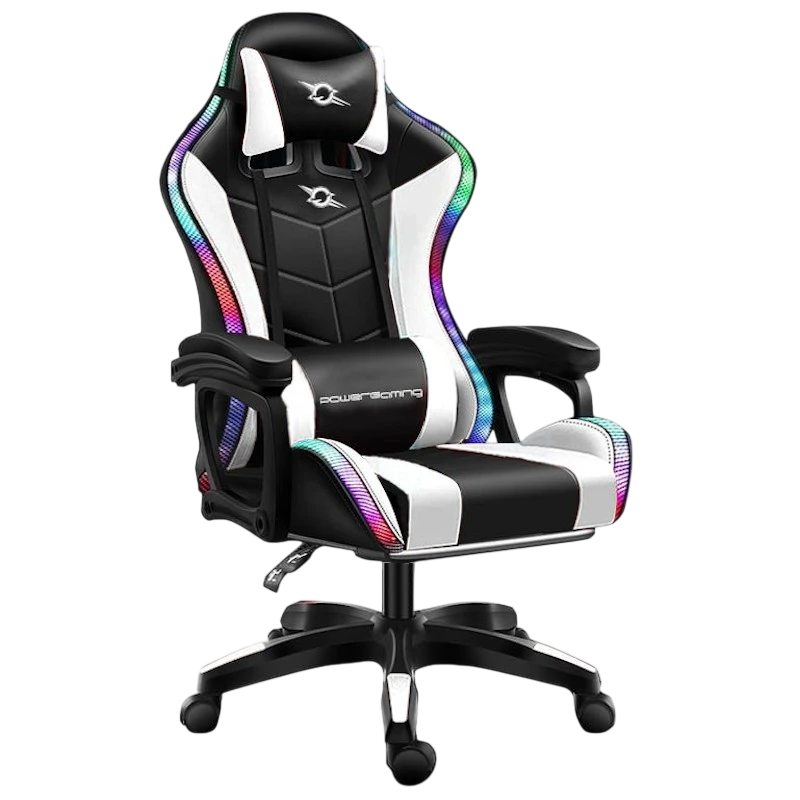 PowerGaming LED RGB Blanc/Noir 120kg Chaise gaming