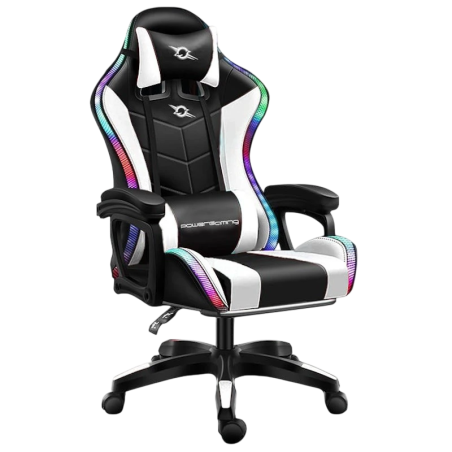 PowerGaming LED RGB Blanc/Noir 120kg Chaise gaming