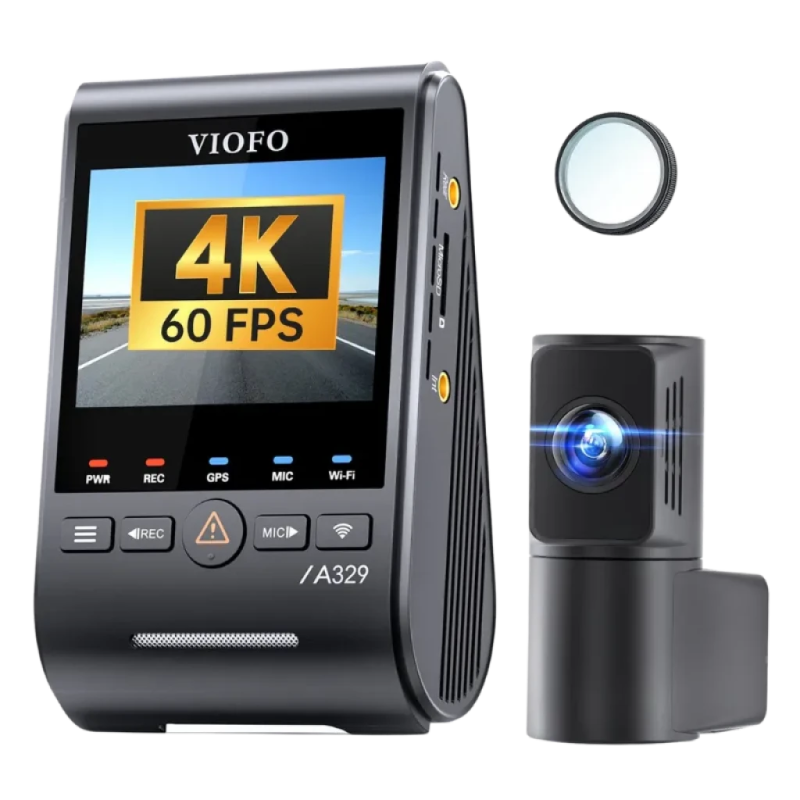 VIOFO A329S 2CH 4K 60FPS WiFi 6 GPS 2,4 pouces vision nocturne mode parking Dashcam + Caméra arrière 2K