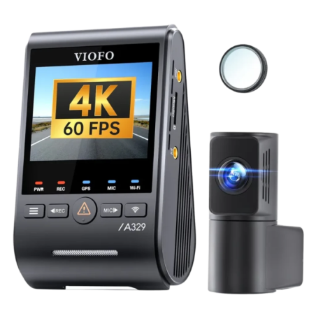 VIOFO A329S 2CH 4K 60FPS WiFi 6 GPS 2,4 pouces vision nocturne mode parking Dashcam + Caméra arrière 2K
