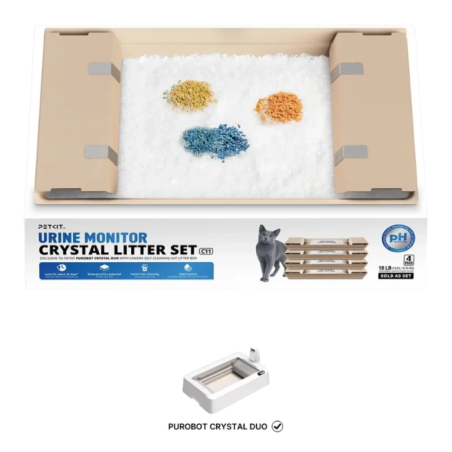 PETKIT Kit de litière pour chat avec surveillance de l'urine + bacs remplaçables pour Purobot Crystal Duo (lot de 4)