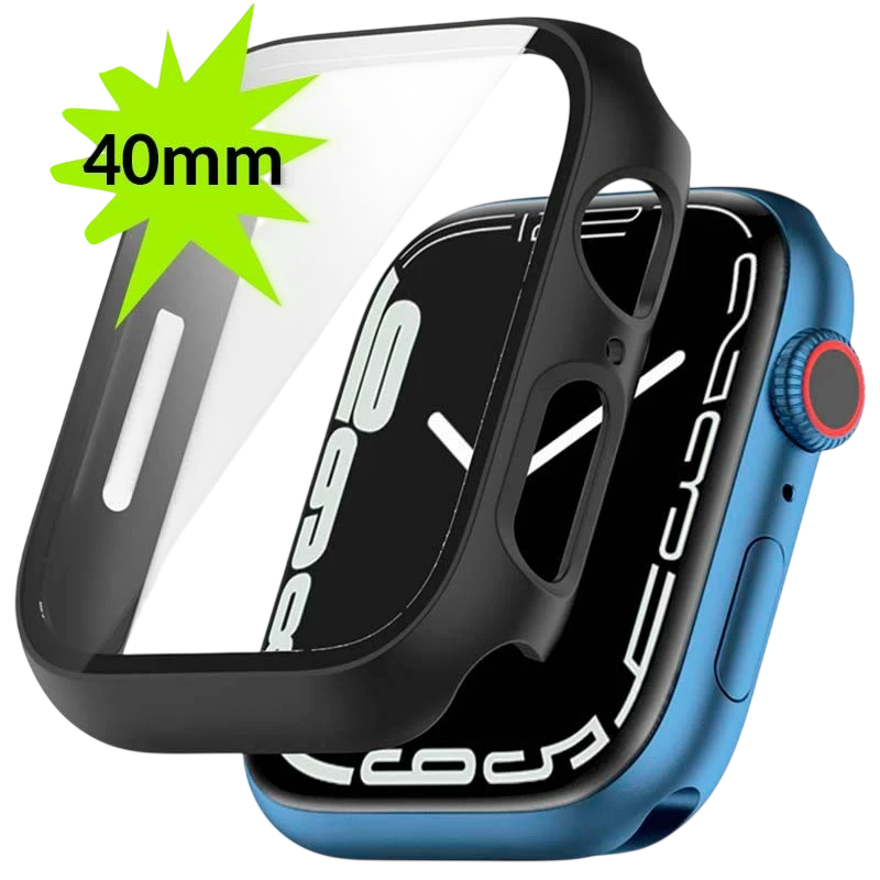 Coque PC + Verre Trempé Apple Watch 40mm - Compatible avec Apple Watch 4/5/6/SE Noir