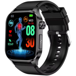 ET580 Noir Bracelet en silicone 2,04 pouces AMOLED Appels Bluetooth 10 jours IP67 - Montre connectée