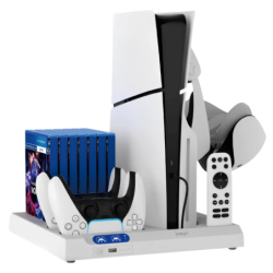iPega P5S028 Station de recharge avec refroidissement pour PS5 / PS5 Slim / PS5 Pro - Blanc