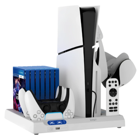 iPega P5S028 Station de recharge avec refroidissement pour PS5 / PS5 Slim / PS5 Pro - Blanc